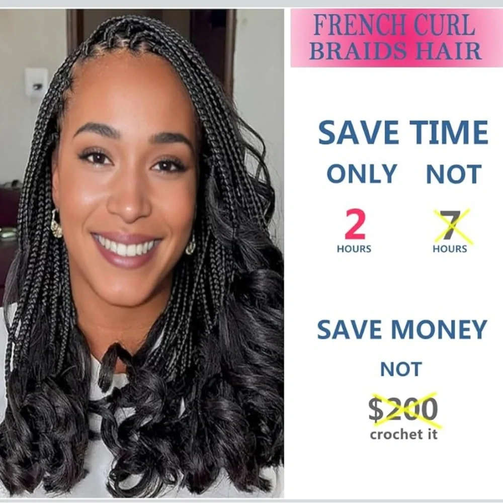 French Curl Goddess Crochet Box Pre Looped Braids / Extensions / Curly Ends #613